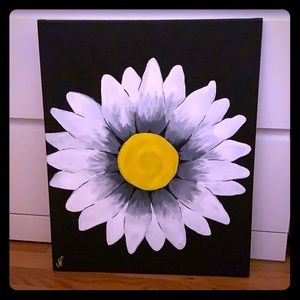 White daisy black canvas painting pricenegotiable